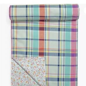 Vera Bradley Table Runner Pastel Plaid Reversible  96" x 13.25"